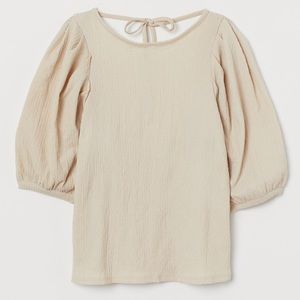 Crinkled Puff Sleeve Blouse